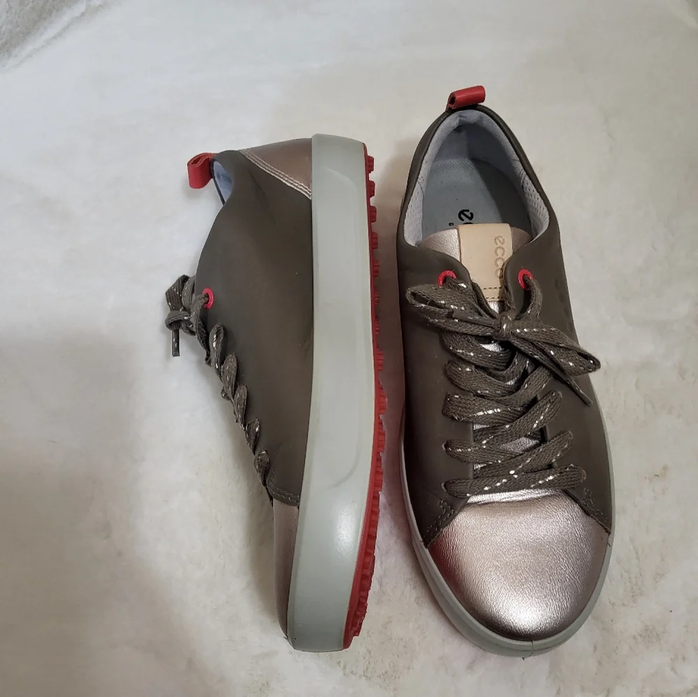 Ecco Womens Gray Leather golf shoes Sz 39 - Picture 3 of 6